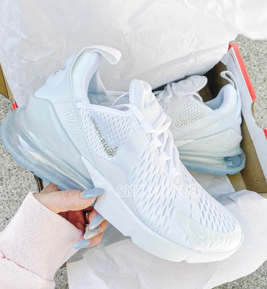 Nike air max 270 swarovski white pink sneakers