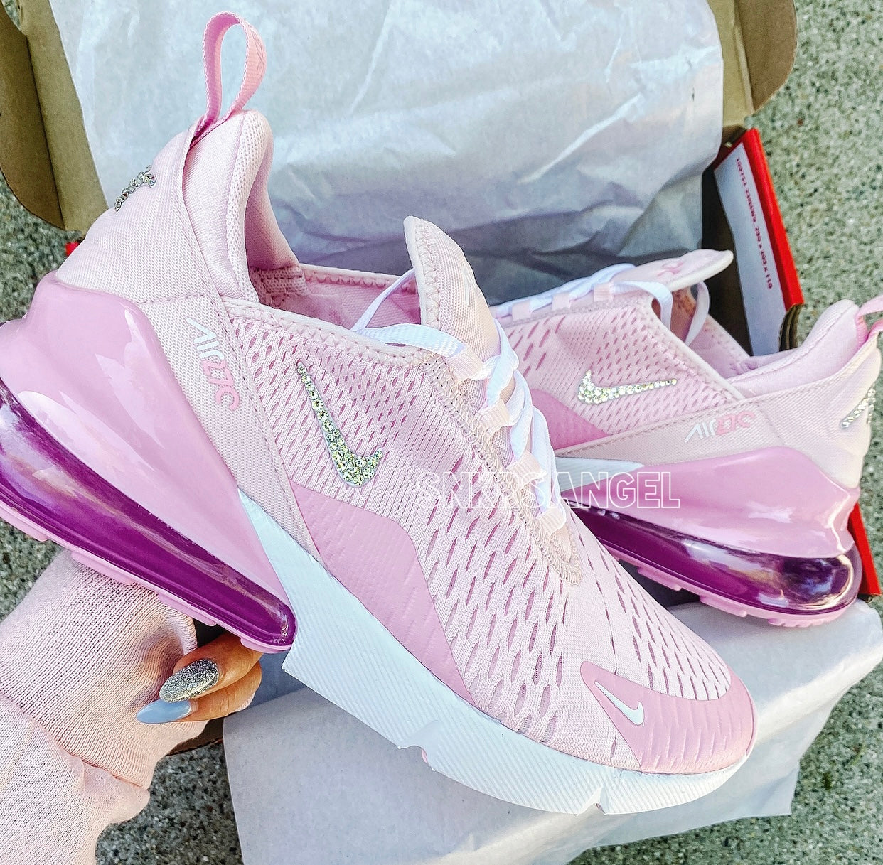 Nike air max 270 swarovski bubble gum pink sneakers