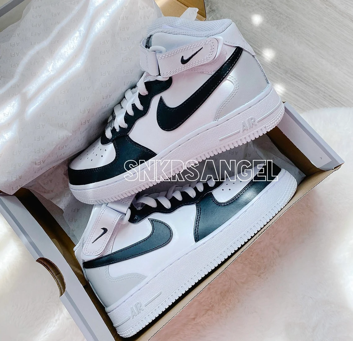 Custom nike air force 1 mid black grey