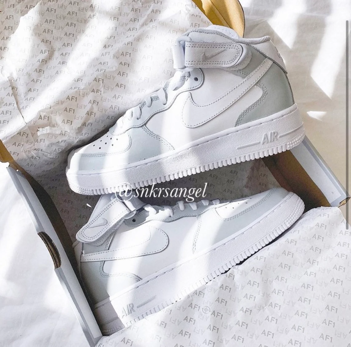 Gray - Custom Air Force 1 Mid - Women’s Air Force 1 - Nike Custom Shoes