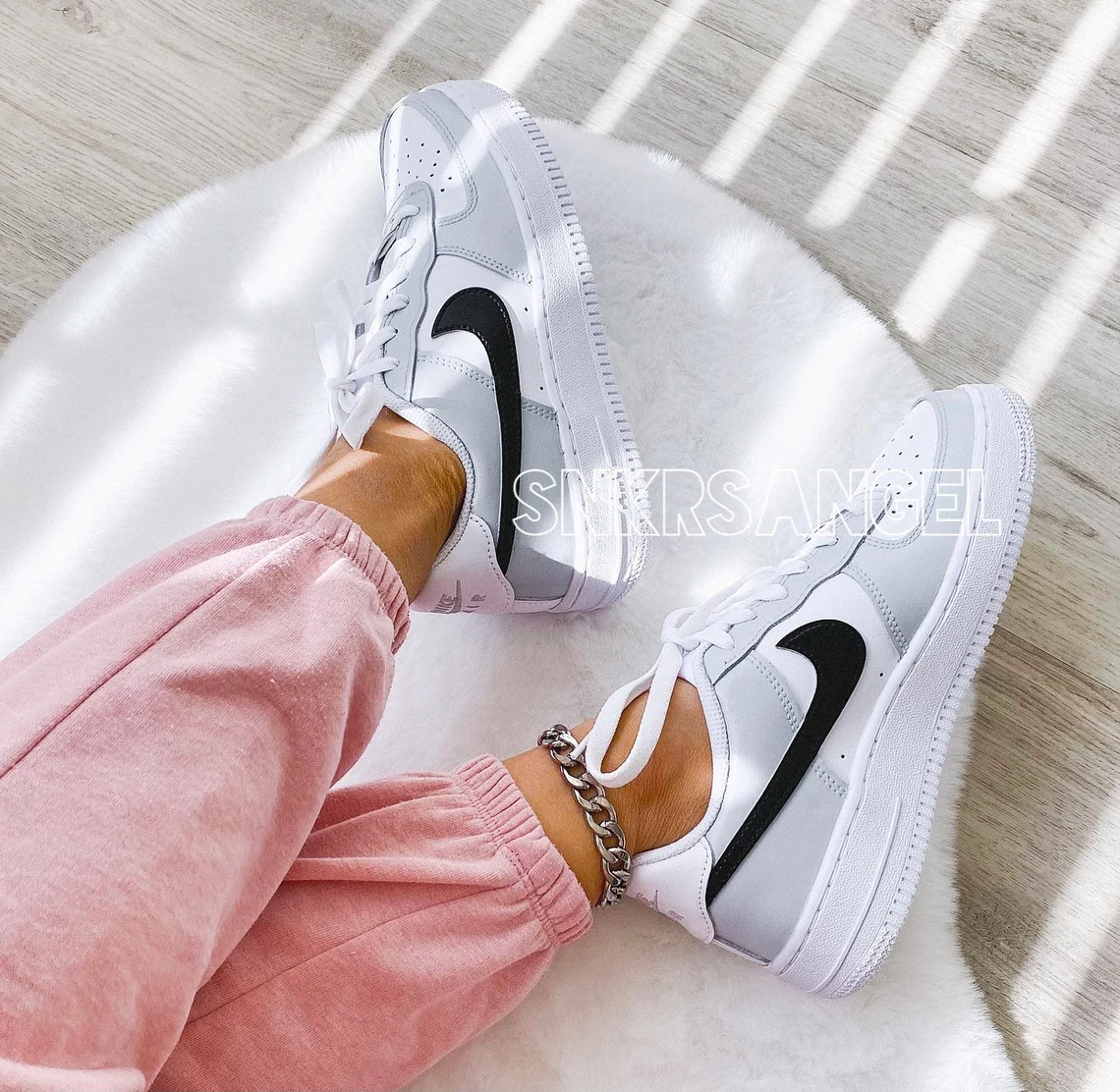 Custom nike air force 1 low light gray black