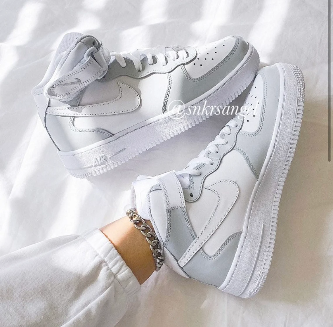 Gray - Custom Air Force 1 Mid - Women’s Air Force 1 - Nike Custom Shoes