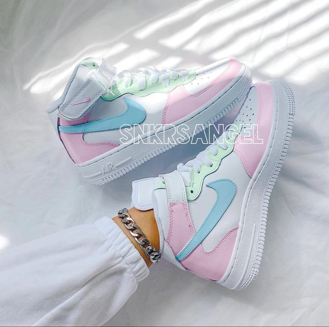Custom nike air force 1 mid pastel / bubble gum - Women’s AF 1