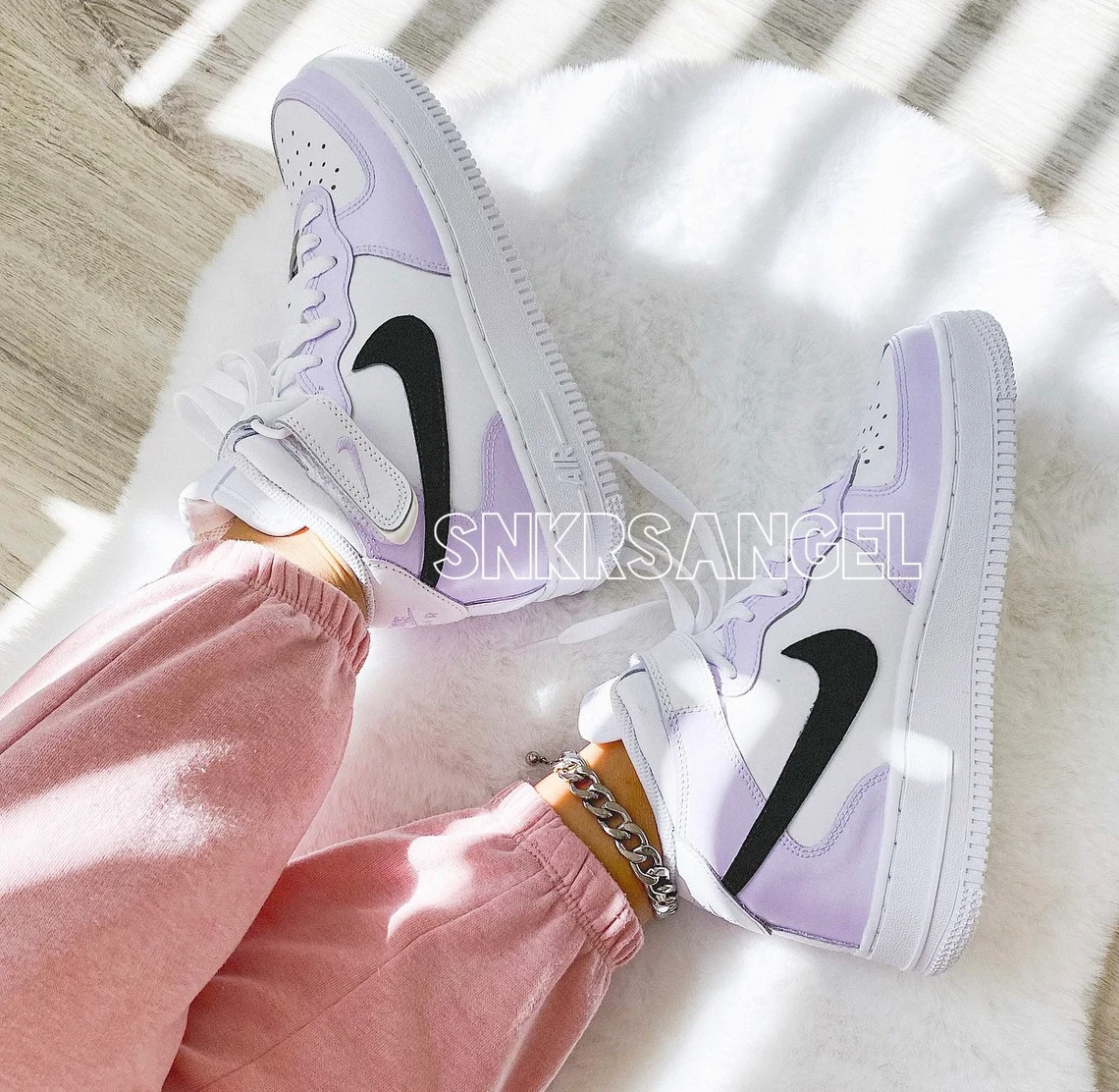 Custom nike air force 1 mid lilac black