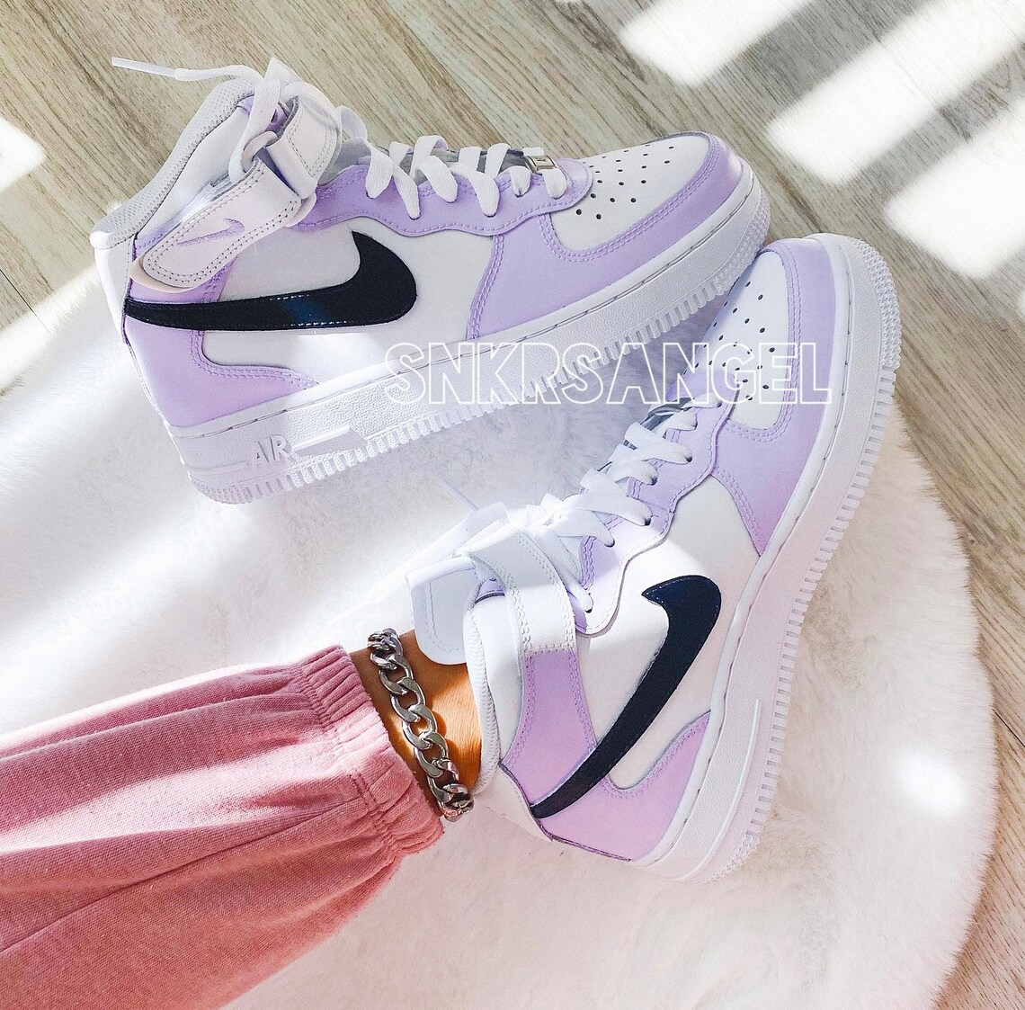 Custom nike air force 1 mid lilac black
