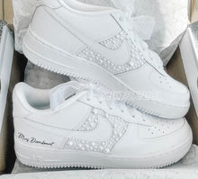 Load image into Gallery viewer, Bling wedding bride personalized sneakers pearl air force 1 sneakers
