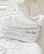 Load image into Gallery viewer, Bridal wedding sneakers nike air force 1 pearl shoes, bling
