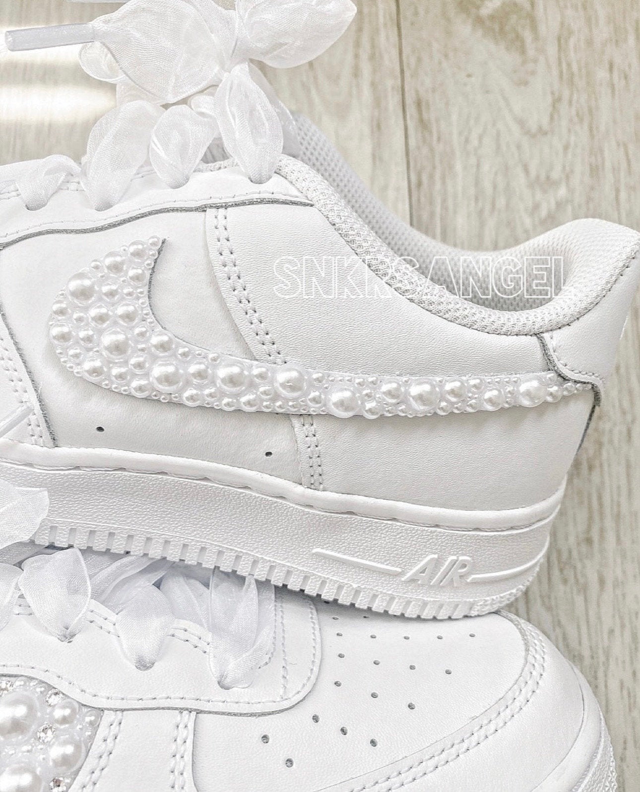 Nike AF1 Wedding Shoes – Pearl & Crystal Bling for Brides