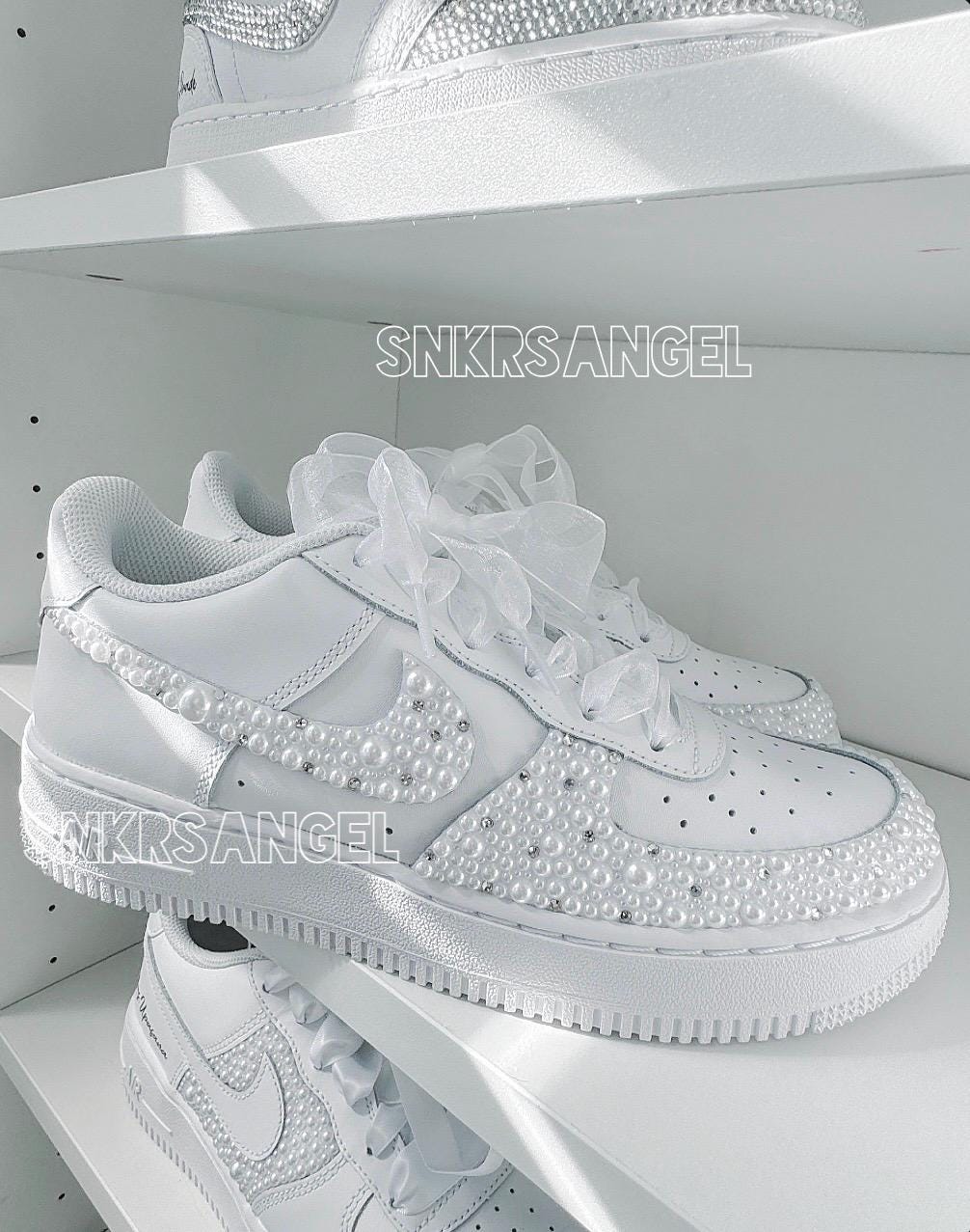 Bridal AF1 Low – Pearl & Crystal Bling Mrs Sneakers