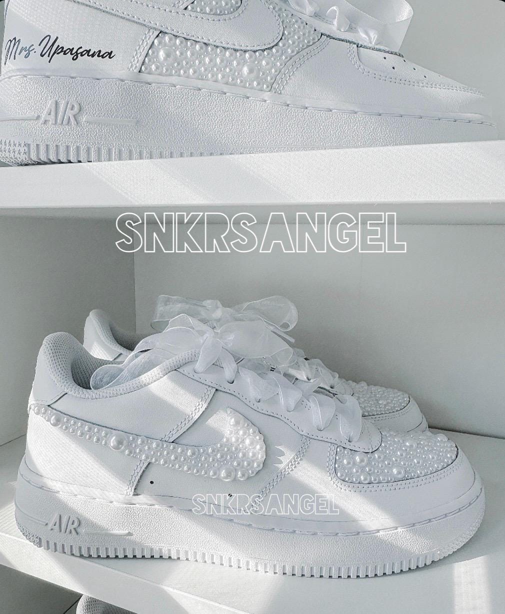 Bridal AF1 Low – Pearl & Crystal Bling Wedding Sneakers