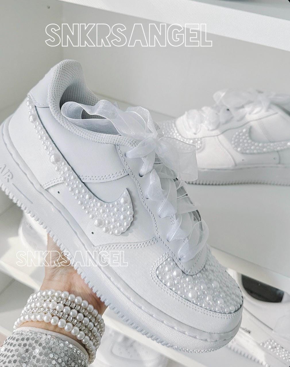 Bridal AF1 Low – Pearl & Crystal Bling Wedding Sneakers