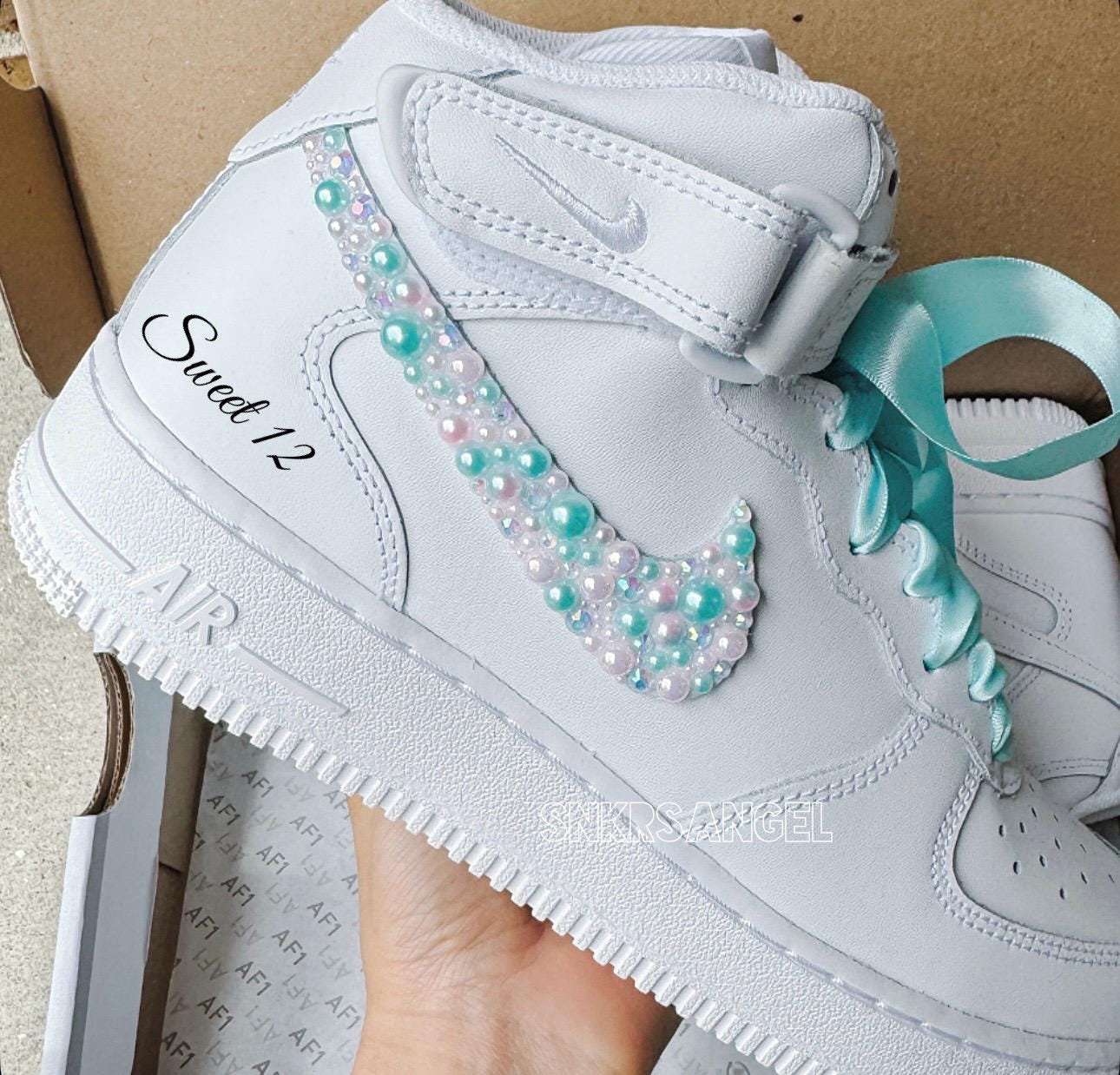Custom Bling Air Force 1 Mid – Bridal, Prom & Wedding Sneakers