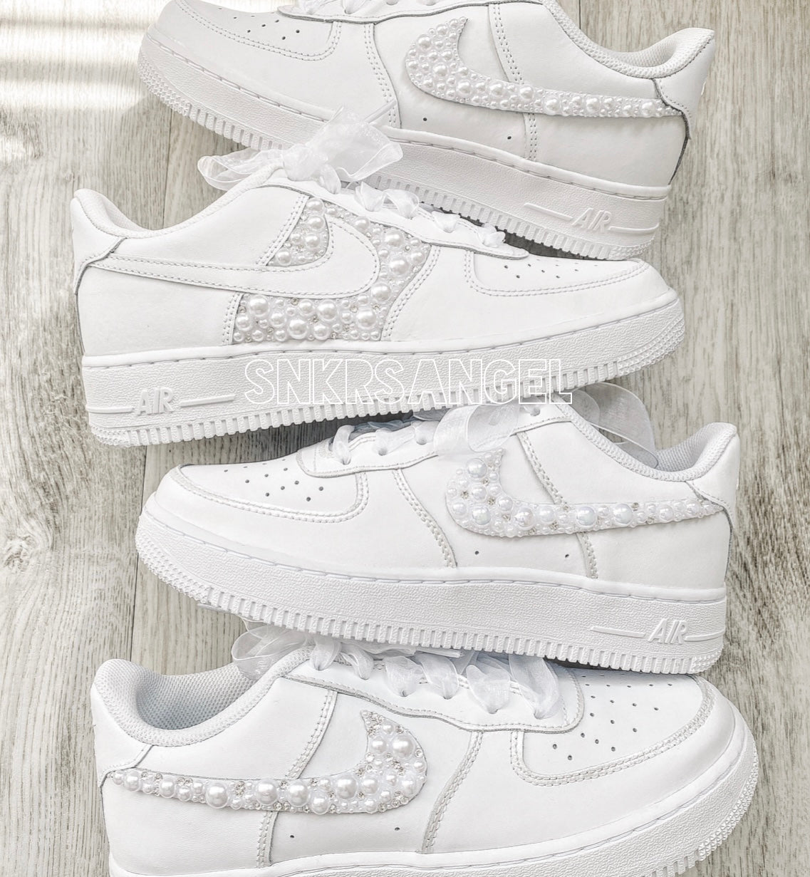 Pearl Women Nike Air Force 1 Low Shoes Bedazzled Nike Bling Nike AF1 Bling  Wedding Dancing Shoes
