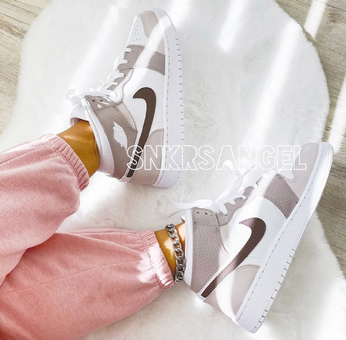 Custom nike air jordan 1 mid mocha coffee brown tan