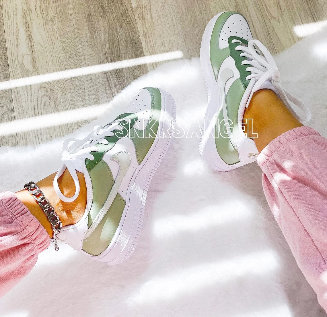 Custom nike air force 1 low avocado olive green sage green