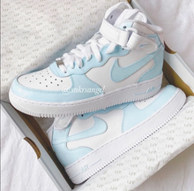Load image into Gallery viewer, Custom Air Force 1 Mid (Light Blue) - Nike shoes- baby blue
