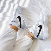Load image into Gallery viewer, Custom nike air force 1 mid light gray grey black
