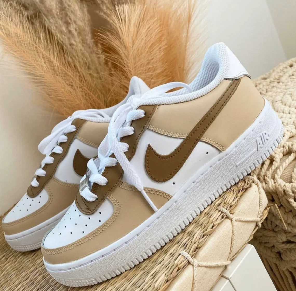 Custom nike air force 1 low tan brown