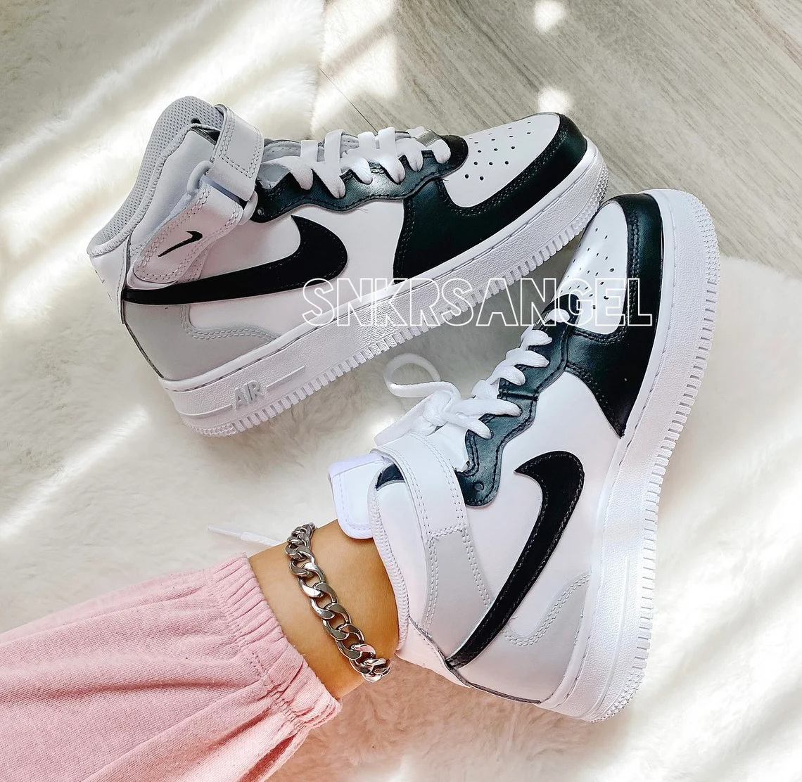 Custom nike air force 1 mid black grey