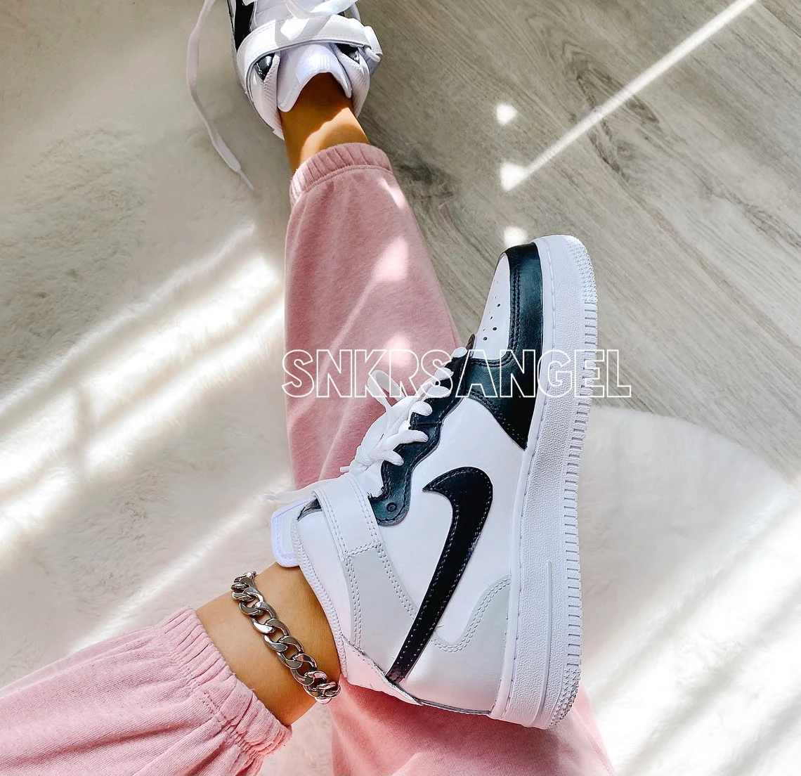 Custom nike air force 1 mid black grey