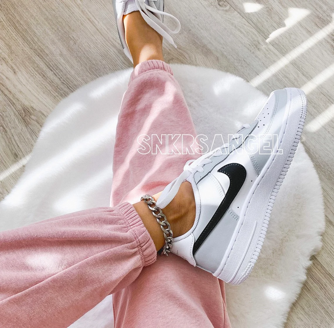Custom nike air force 1 low light gray black