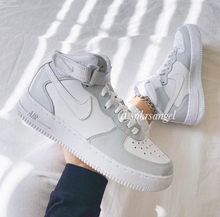 Load image into Gallery viewer, Gray - Custom Air Force 1 Mid - Women’s Air Force 1 - Nike Custom Shoes
