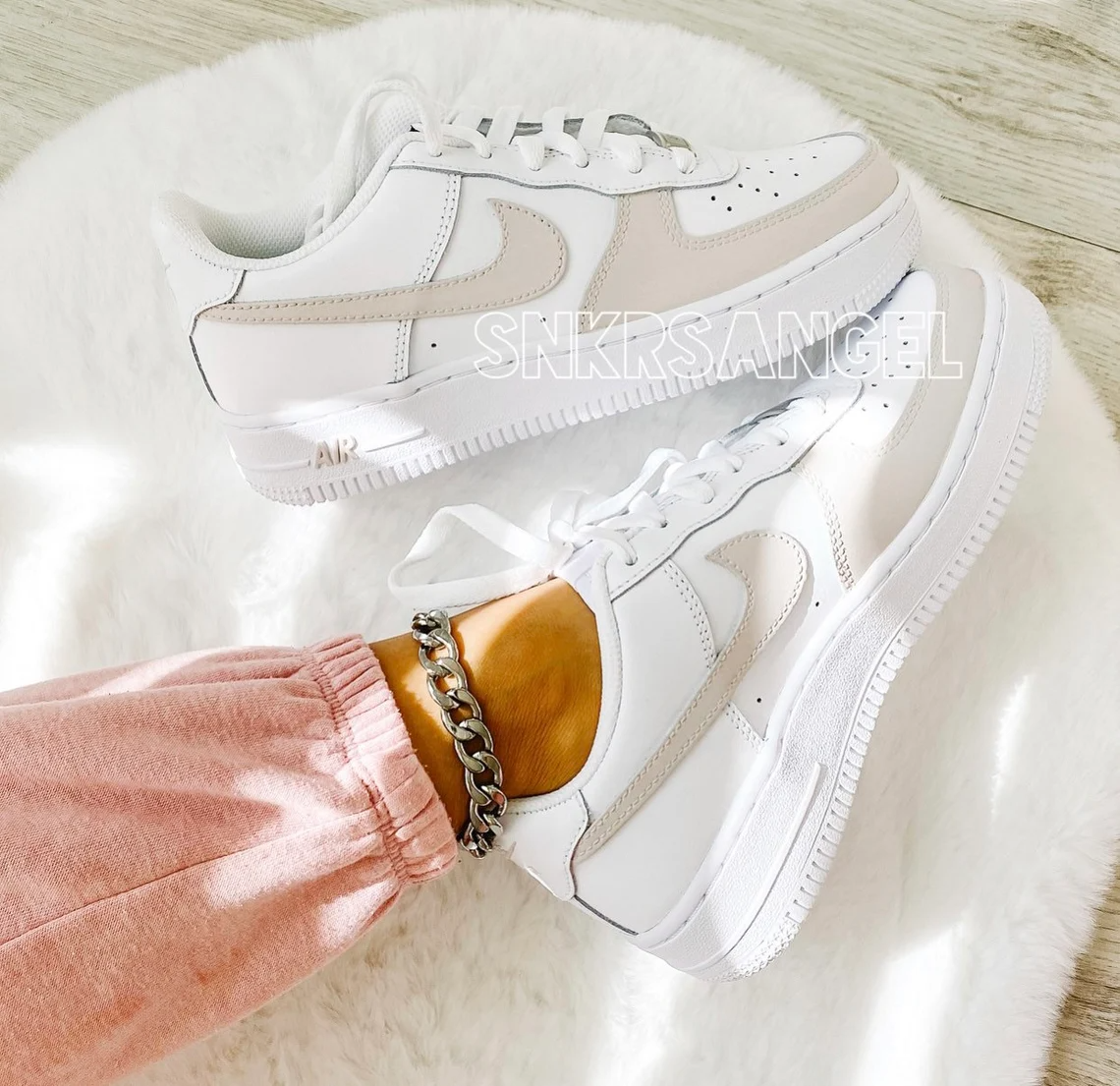 Custom nike air force 1 low beige nude tan – snkrsangel