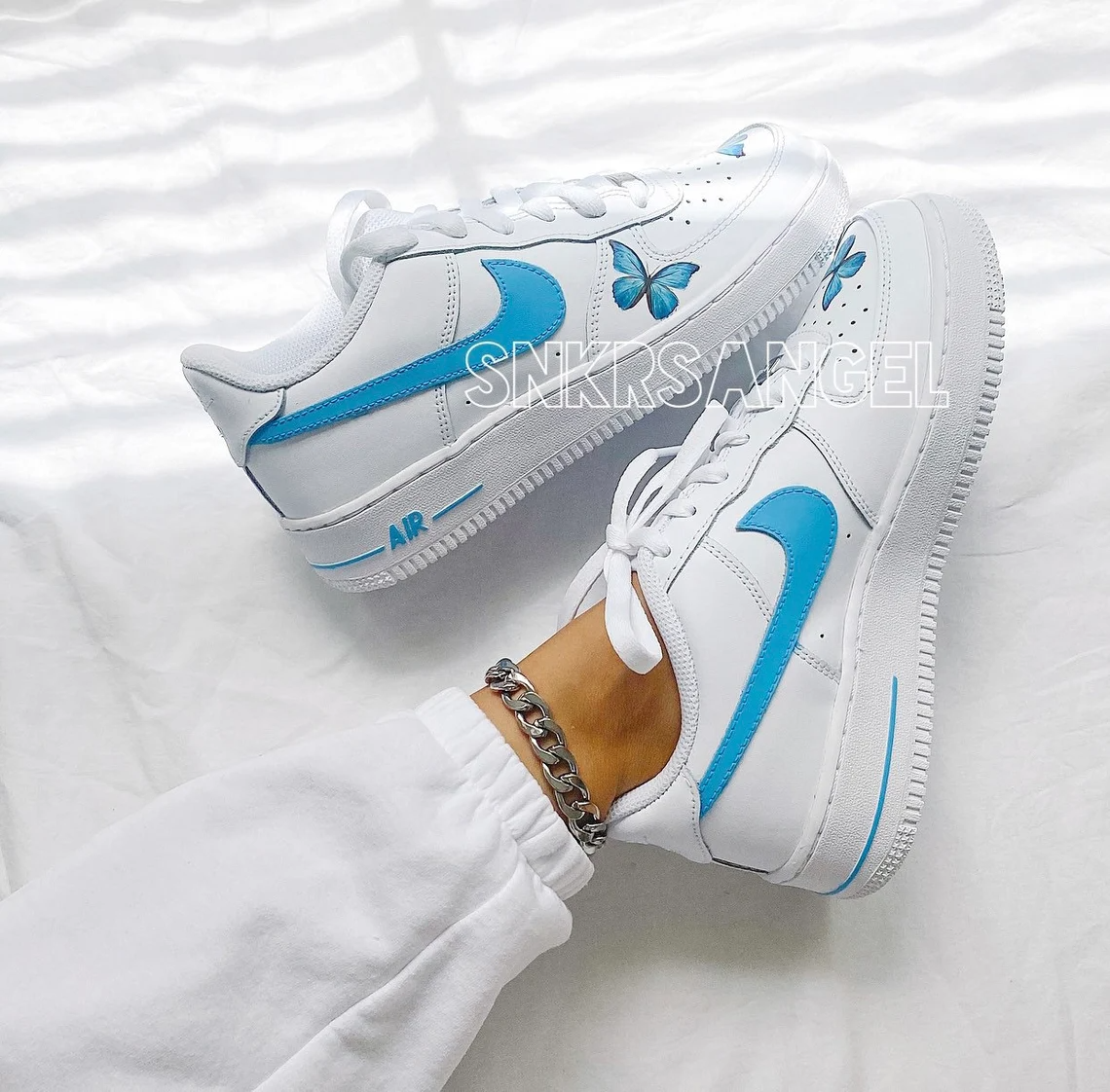 Custom Nike Air Force 1 Blue ButterFLY - Custom Nike Air Force 1 Shoes