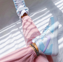 Load image into Gallery viewer, Custom nike air force 1 mid baby blue lilac purple
