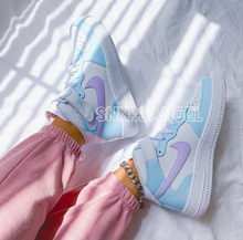 Load image into Gallery viewer, Custom nike air force 1 mid baby blue lilac purple
