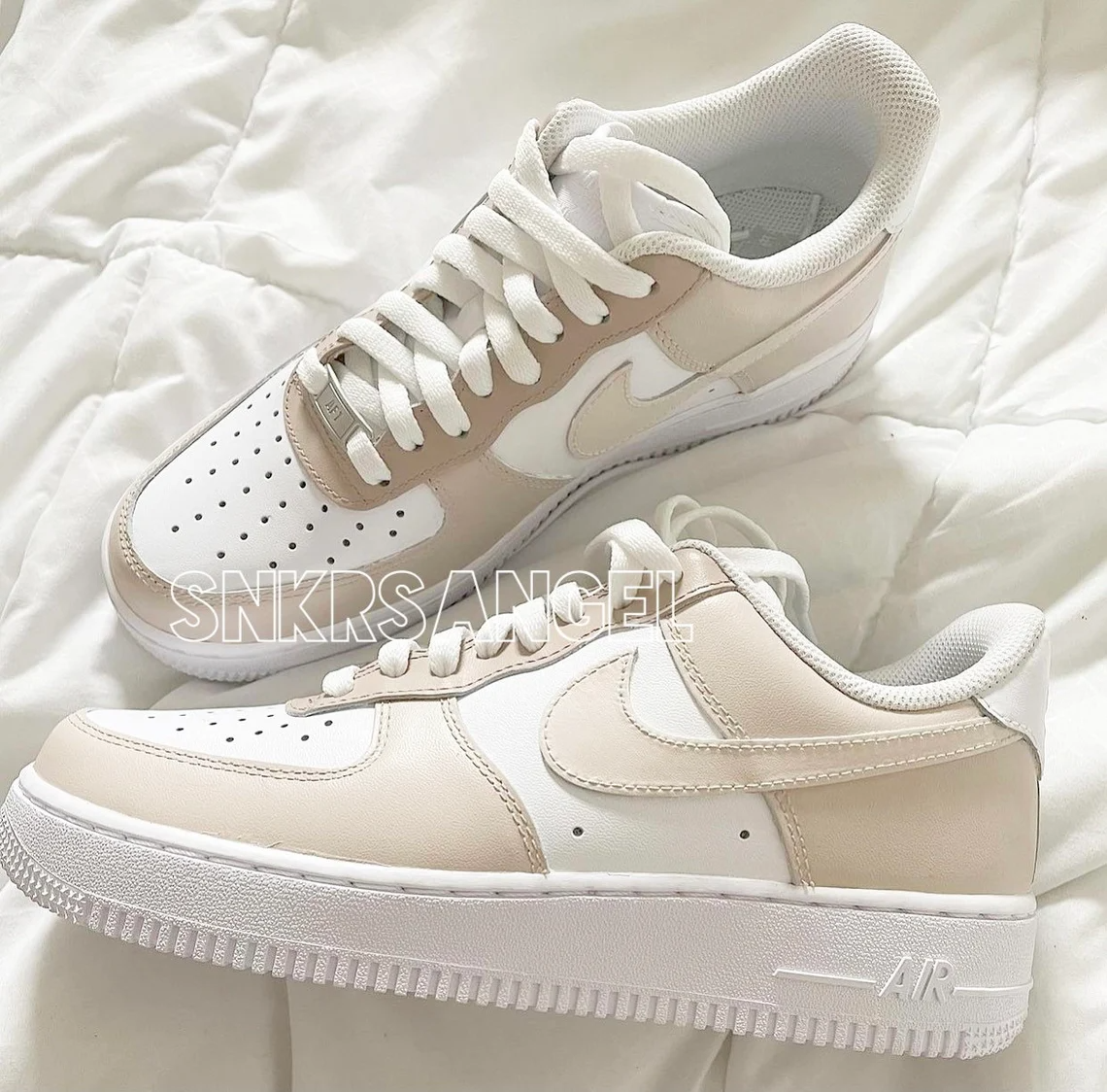 Custom nike air force 1 low cream nude beige