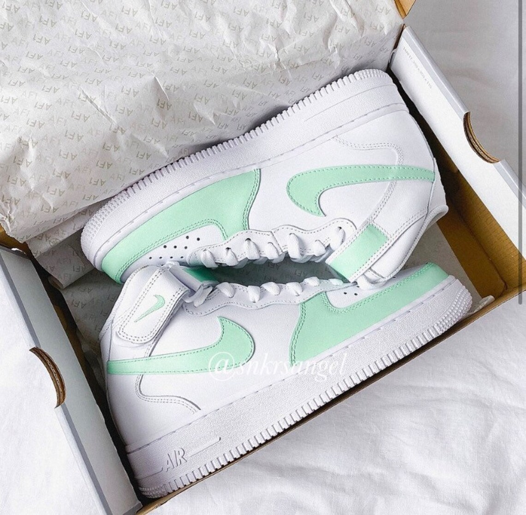 Custom Nike Shoes Air Force 1 mid-Mint