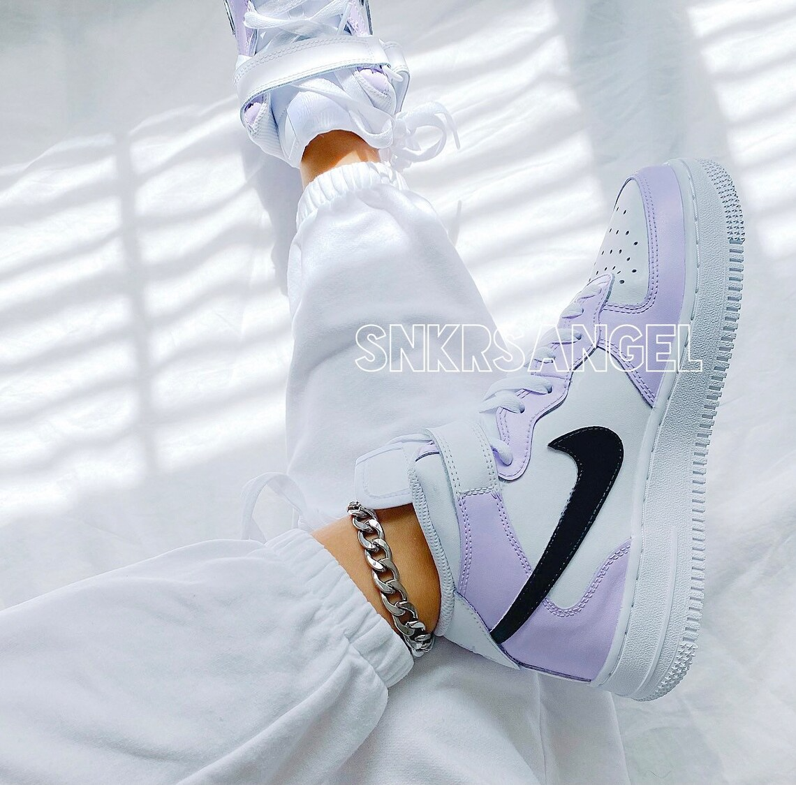 Custom nike air force 1 mid lilac black