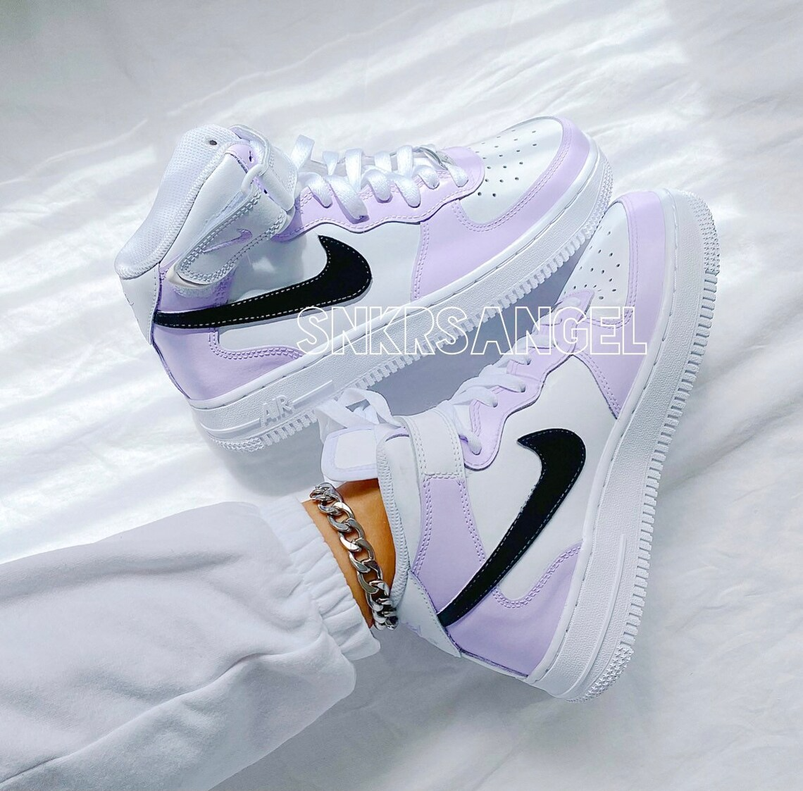 Custom nike air force 1 mid lilac black