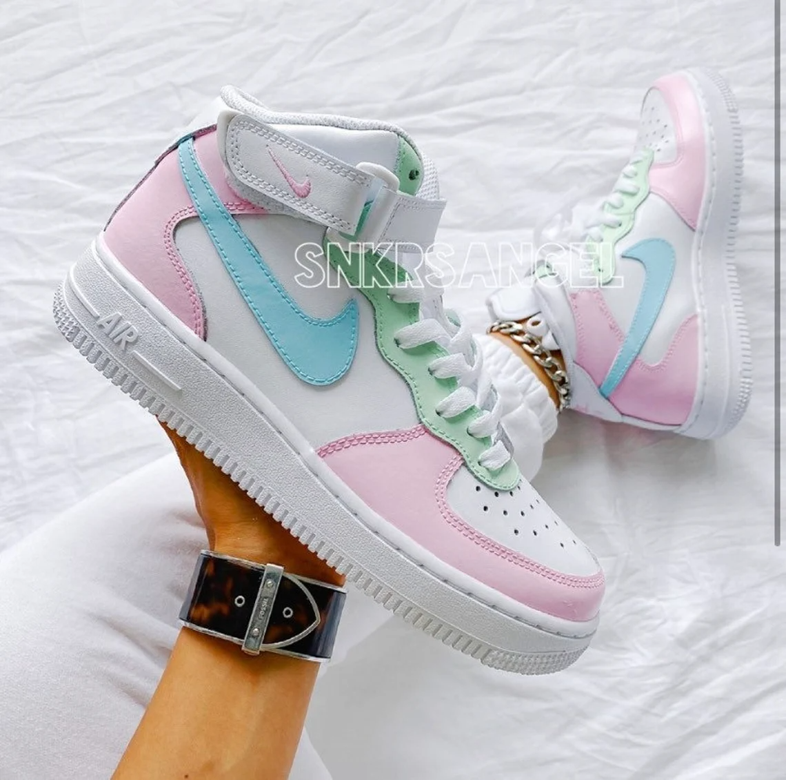 Nike Air Force 1 Low Custom Blue Pink / Pastel Af 1 Women's