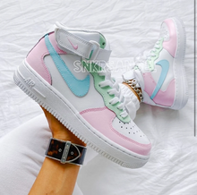 Load image into Gallery viewer, Custom nike air force 1 mid pastel / bubble gum - Women’s AF 1
