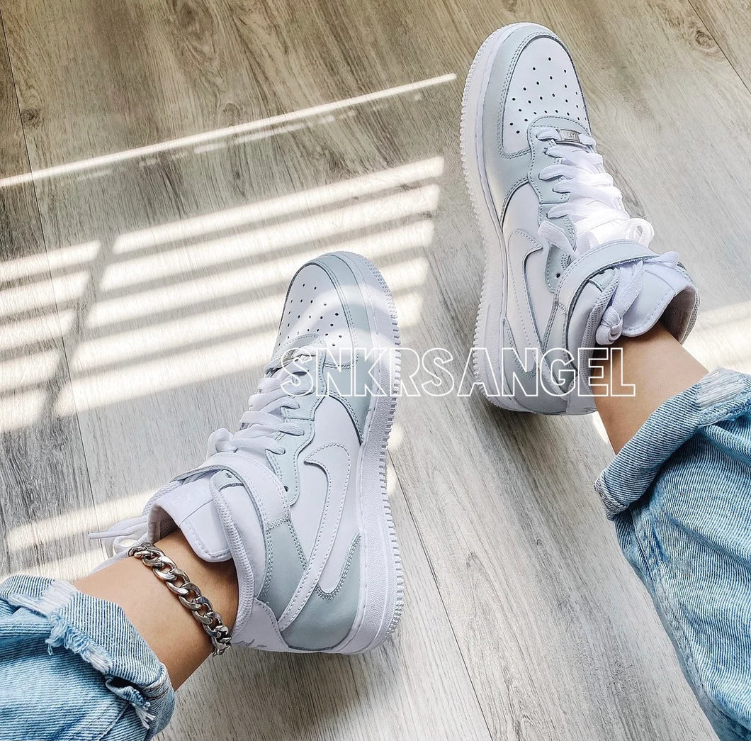 Custom air force 1 mid light grey