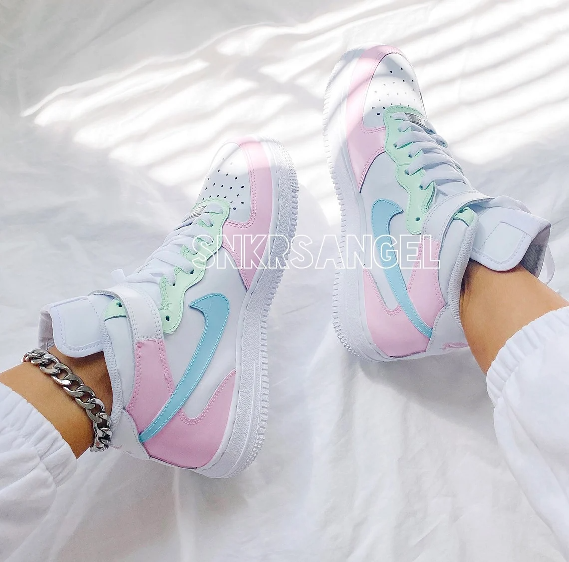 Custom nike air force 1 mid pastel / bubble gum - Women’s AF 1