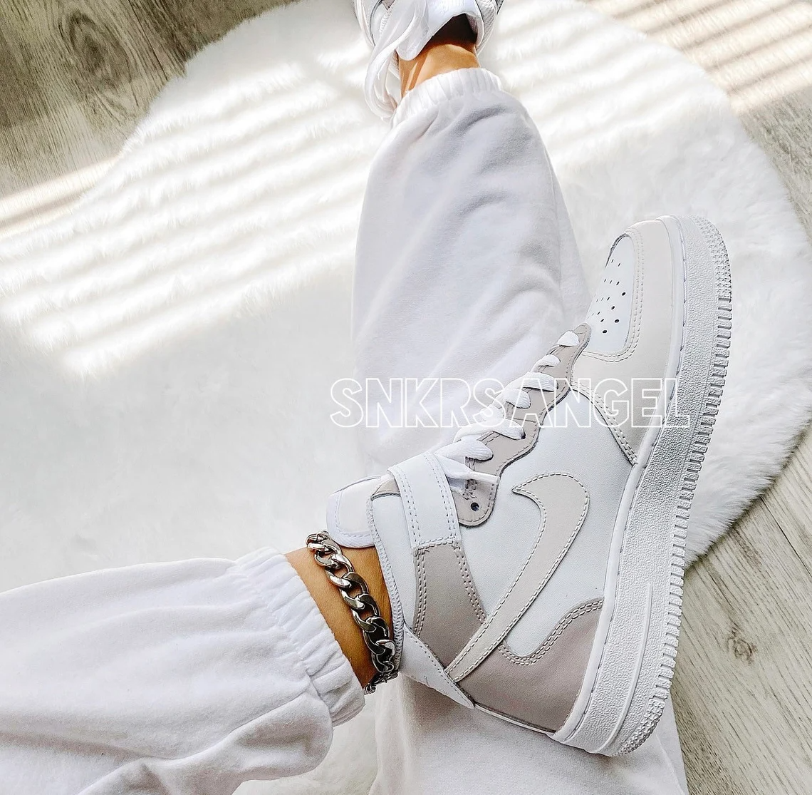 Custom nike air force 1 mid tan beige nude – snkrsangel