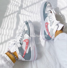 Load image into Gallery viewer, Custom Styled nike air force 1 mid gray pink
