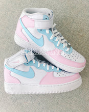 Load image into Gallery viewer, Custom nike air force 1 mid baby pink baby blue
