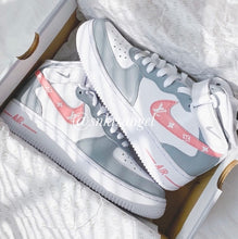 Load image into Gallery viewer, Custom Styled nike air force 1 mid gray pink
